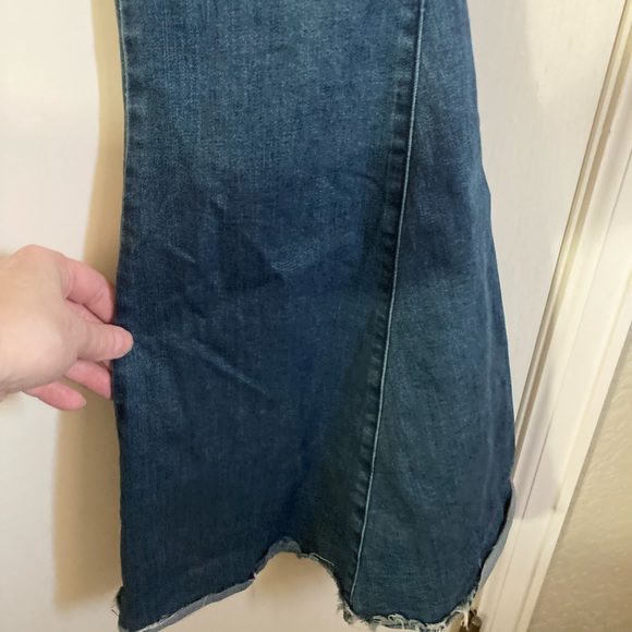 🌞Mumu Blue Medium Wash Hi Rise Flare Large Bell Bottom Raw Hem Denim Jean’sA216 - Picture 6 of 10